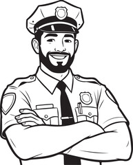  Cartoon Pilot Character Logo – Black and White Ink Art