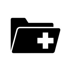Obraz premium Medical folder icon for patient records and health data A glyph symbol representing a hospital file with clinical history and healthcare information