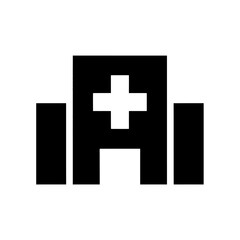 Obraz premium Hospital Building Icon Vector Glyph For Medical Center And Healthcare Facility Clinic Or Emergency Room Symbol For Health And Patient Care Graphic