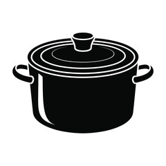 Black and white vector illustration of a cooking pot with lid