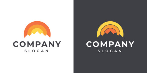 sun and mountain logo design