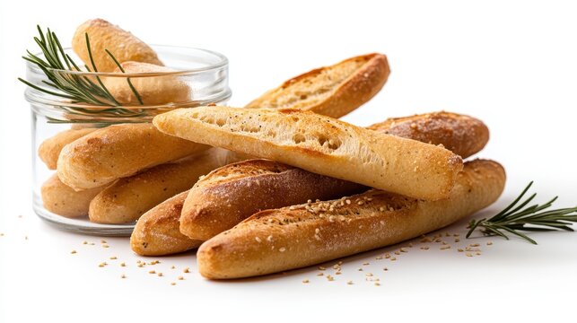 An appealing display of freshly baked artisanal bread with sprigs of rosemary, encapsulating the essence of culinary craftsmanship and the joy of home-cooked meals. - Powered by Adobe