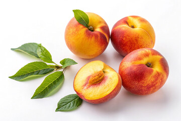 Nectarines – Juicy Summer Fruits Isolated on White Background
