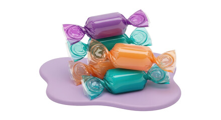Isolated Pile of Wrapped Candies
