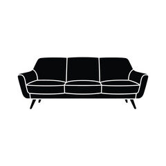 Modern Sofa Silhouette Three Seater Couch in Black and White Style