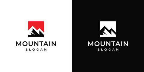 modern mountain square logo design