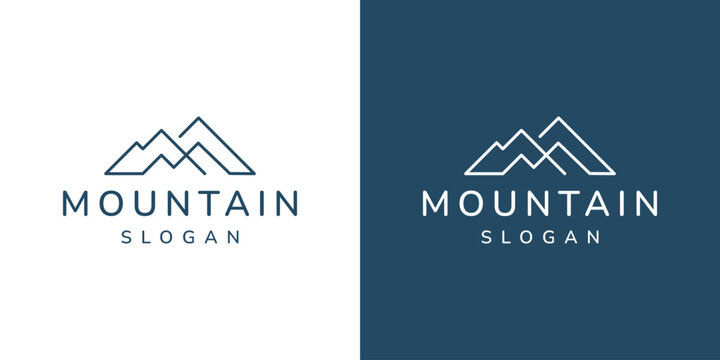 simple line art mountain logo design