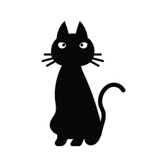 Halloween black cat icon in simple flat style. Great for spooky graphics, decorations, or social media designs.