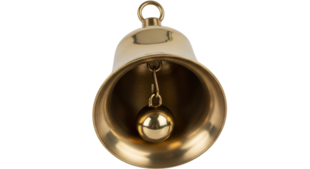 Isolated Golden Bell with Clapper