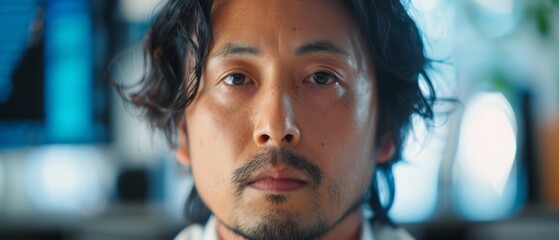 Pensive Asian Man in Deep Thought