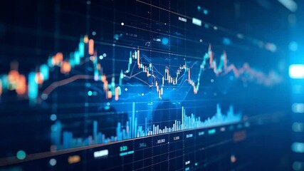 Abstract financial chart with uptrend line graph in stock market analysis video - Powered by Adobe