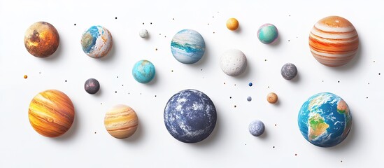 Colorful 3D planets in space