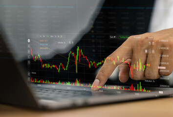 Business people with stock market chart financial trading, online investment, stock exchange analysis, market trends, real-time trading data, forex and crypto trading economic forecasting tool