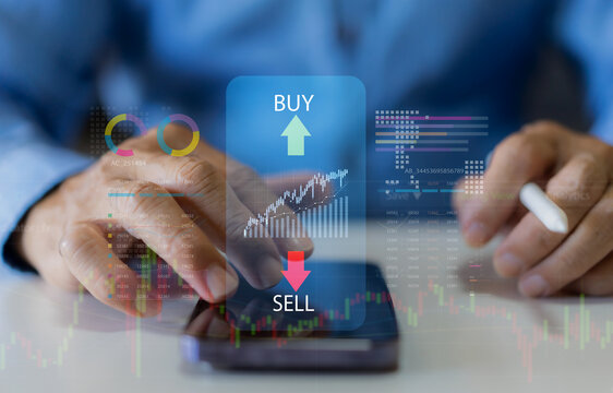 Business people with stock market chart financial trading, online investment, stock exchange analysis, market trends, real-time trading data, forex and crypto trading economic forecasting tool - Powered by Adobe
