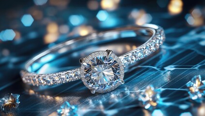 Fototapeta premium Exquisite diamond ring, sparkling brilliance
