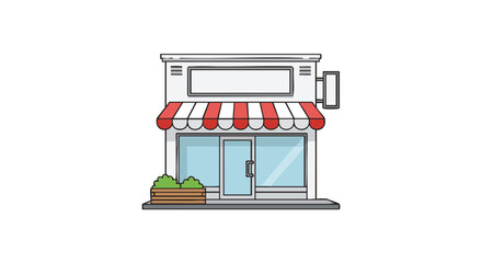 Urban Street Shop with Awning, Flat Icon