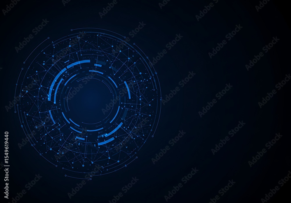 Poster abstract technology background with connecting lines and dots in blue