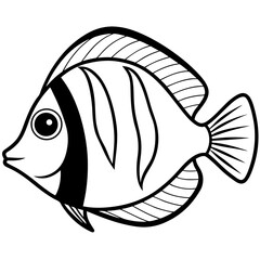 Minimalist Yellow Tang Line Art Illustration