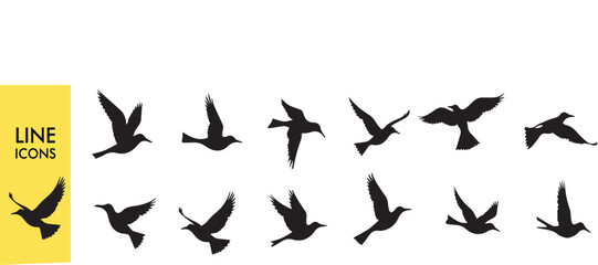 Duck Silhouette Vector Set - Black Duck Outlines for Nature Logos, Hunting Decals & Nursery Wall Art - Isolated on White