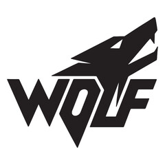 A bold black wolf logo with geometric design elements art © sumit