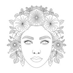 ‎A line art face illustration of a coloring page