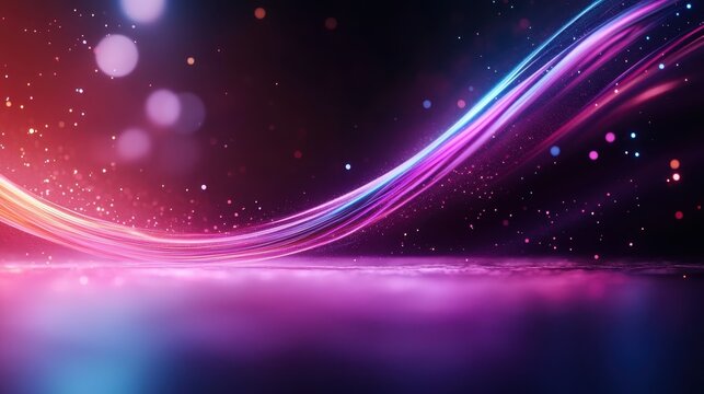 An abstract blend of colorful light trails and soft bokeh create an uplifting and dynamic atmosphere, ideal for conveying themes of creativity and energy in visuals.