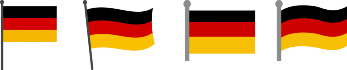 Naklejka premium Set of German and Bavarian flags in flat and waving styles, isolated on white background.