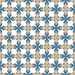 Seamless Pattern Native ethnic thai geometric pattern samless gold flowers snow and blue on a light gray background. Native thai fabric tiles, wallpaper, carpets.