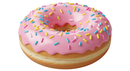 Isolated Pink Donut with Sprinkles