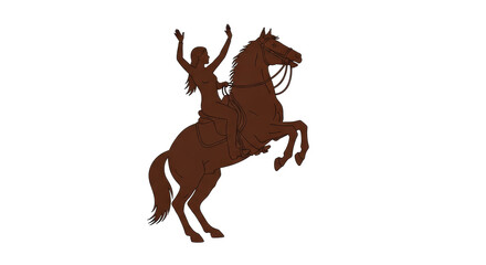 Isolated Silhouette of a Woman Riding a Horse