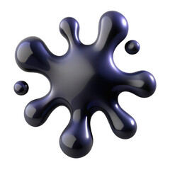 Dark Blue Ink Splatter Silhouette Abstract Fluid Blob Design isolated on a transparent background image
