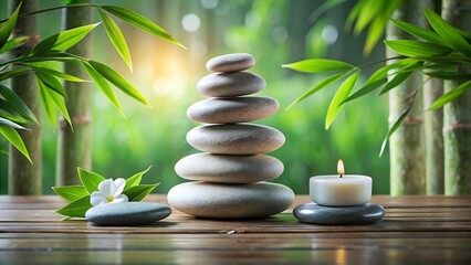 Zen stone balance with minimalist spa mood