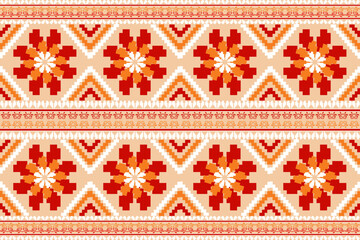 Pixel ethnic pattern oriental traditional. design fabric pattern textile African Indonesian Indian seamless Aztec style abstract vector illustration for print clothing, texture, fabric, wallpaper, dec