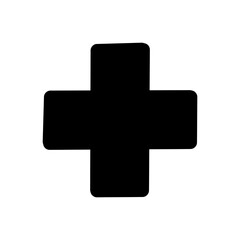 【Healthcare Icons – Symptoms】Medical Cross Icon – Black Plus Symbol Vector for Healthcare/ 医療マークのアイコン／黒い十字の救急シンボル素材