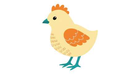 Isolated Cartoon Yellow Chicken