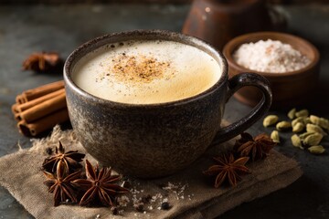 Spiced milk chai latte served hot