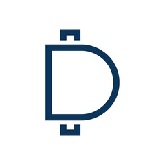 Minimalistic Monogram D Logo Design in Blue on White Background