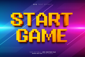Start Pixel Game 3D Text Effect Style