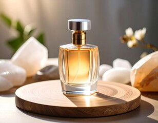 Perfume Bottle on Wooden Display