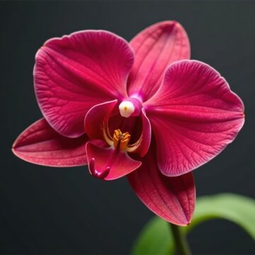 Vibrant red orchid blossom, petals unfurled, isolated , laelia, dendrobium, blossom