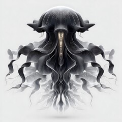 Elegant futuristic jellyfish abstract shape glowing design high resolution image