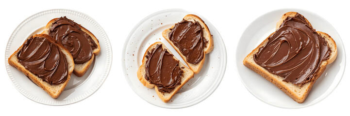 Set for Toasts with chocolate spread isolated on transparent background, PNG