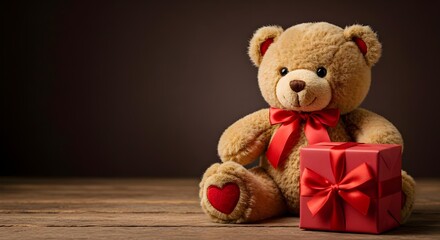 Fototapeta premium Teddy bear, Teddy, Bear, Teddy Bear with Valentine's Day Gift