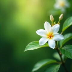 Fototapeta premium Abundant jasmine flowers in full bloom, blurred natural backdrop , botany, beauty, petals