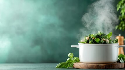 A vibrant image showcasing a pot of steamed vegetables, filled with fresh greens, conveying the importance of healthy eating and culinary creativity in everyday life.
