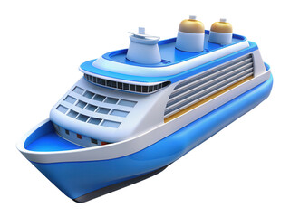 Large White and Blue Cruise Ship Isolated on a Transparent Background boat vessel