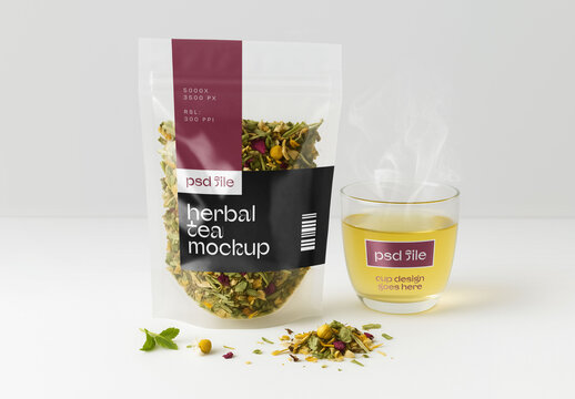 Herbal Tea Bag Packaging Mockup for Design and Branding Projects