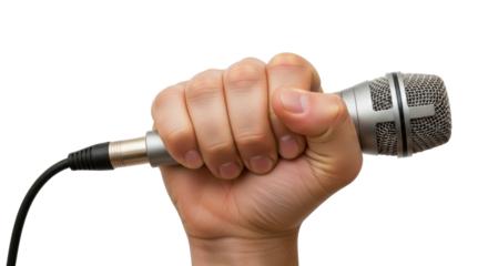 Isolated Hand Holding Microphone