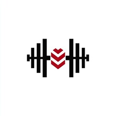 Barbell Logo strong barbell logo with bold lines black and red fitness theme powerful and masculine on white background