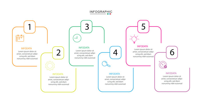 vector infographic template design element whit 6 option or step vector illustration	